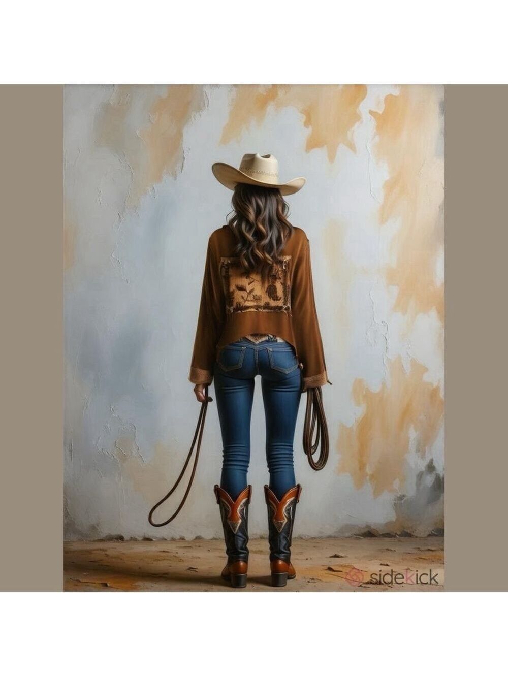 Susan Graver Vintage Womens Brown Full Zip Faux Suede Western Rodeo Jacket